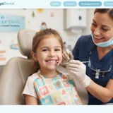 Happy child smiling showing healthy teeth during pediatric dental checkup